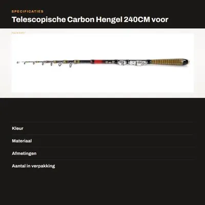Teleskoprute aus Kohlenstofffaser - Tragbar - Leicht - Angelzubehör - 1,2/1,5/1,8/2,1/2,4 m - Bequemer Griff - Angelrute