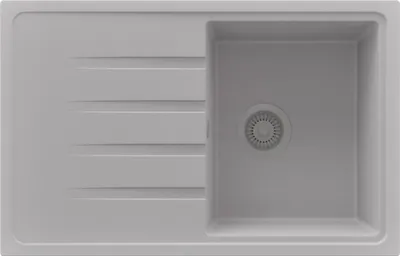 Produktbild von PRIMAGRAN Spülbecken Grau 78x50cm, Granitspüle 1 Becken + Ablauf-Set, Küchenspüle ab 45er Unterschrank - Mailand