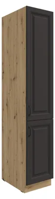 Produktbild von Küchen Vorratshochschrank 40 cm Stilo Grau + Eiche Artisan Küchenzeile Küchenblock Einbauküche Landhaus Küche