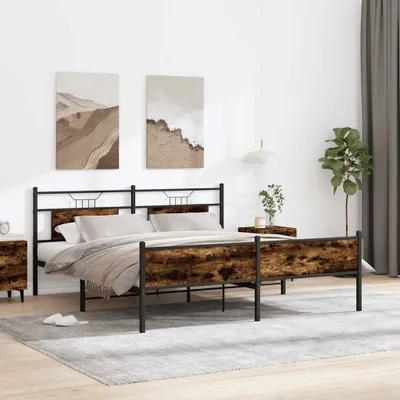 Produktbild von vidaXL Metallbett ohne Matratze R?uchereiche 160x200 cm