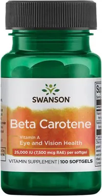 Image de Bêta-carotène 25000 UI (vitamine A) 100 capsules molles Swanson Health Products