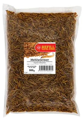 Getrocknete Mehlwürmer 500 g – Vogelfutter, Igel- & Hamsterfutter