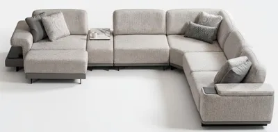 Produktbild von Ecksofa U-Form Grau Modern Designer-Sofa Elegant Komfortabel Stoff