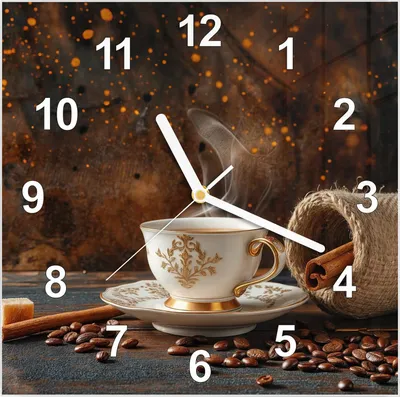 Produktbild von Wanduhr aus Glas mit Motiv Kaffee Und Zimt- 30 x 30 cm - inkl. Aufhängesystem
