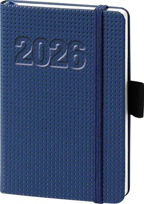Produktbild von bsb 02-0257 Buchkalender V-book - A6, 1 Woche / 2 Seiten, blau gepunktet