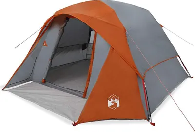 Image de vidaXL Tente de camping 4 personnes grise et orange étanche à l'eau
