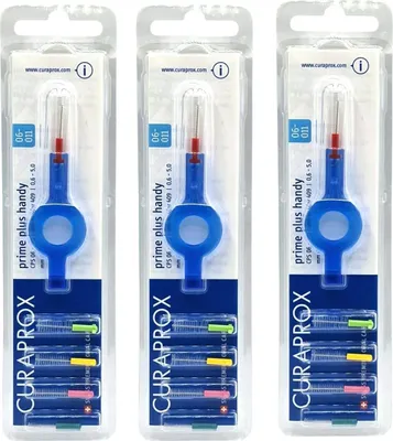 Produktbild von 3x Curaprox Prime Plus Handy Holder 409 mit CPS Bürsten 0,6mm bis 5,0mm