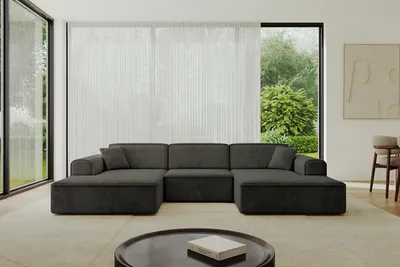 Produktbild von ALTDECOR Ecksofa in U-Form IREA-U1-v3 301x165x77 cm Schwarz Corner Sofa Bett Eckcouch Couch L-Form Wohnlandschaft Cauchsofa
