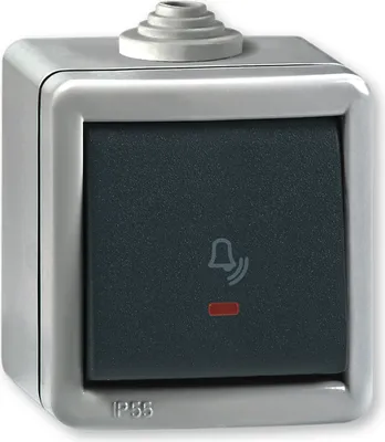 Produktbild von Klingeltaster Grau mit Glimmlampe IP 55 (Metallausführung)