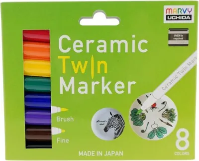 Obrázek produktu pro Sada keramických fixů Marvy Uchida - Twin Marker 8 barev Basic