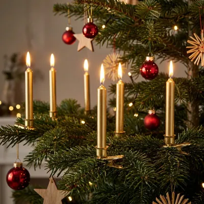 Produktbild von Baumkerzen Gold für Christbaum Weihnachtsdeko 13x105mm 20 St