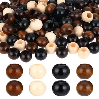 Holzkugeln 20 mm, 60 Stück, 4 Farben, großes Loch