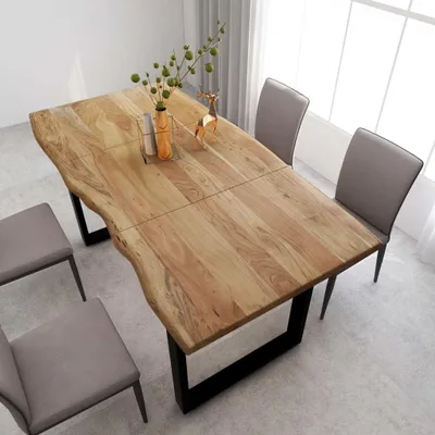 Zdjęcie produktu dla Stół jadalny w stylu industrialnym, wymiary 180x90x76 cm, wykonany z litego drewna z metalowymi nogami, solidny stół kuchenny