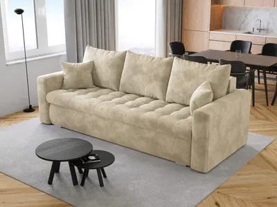 Produktbild von BroMARKT Sofa mit Schlaffunktion LUIS 200x140 cm Couch mit Bettkasten Creme