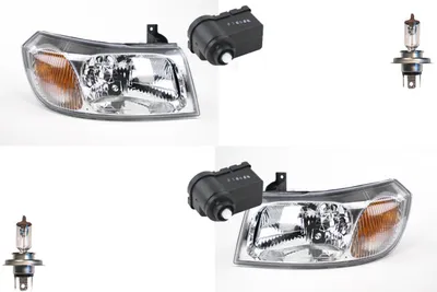 Produktbild von Scheinwerfer passend für Ford Transit 00 00- 06 mit H4 Links Rechts + Stellmotor 1140072 1140066 1118827 1118823 1135471 1232646 1353987 469529 Johns