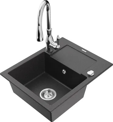 Image de Enzo granit évier 1 avec égouttoir y compris mélangeur Savita, noir moucheté (6506-76-672601-00)