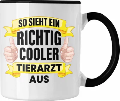 Produktbild von Trendation - Tierarzt Geschenk Tasse Geschenkidee für Tierärzte Spruch Becher Kaffeetasse Veterinär Pferdearzt Tiermedizin (Schwarz)