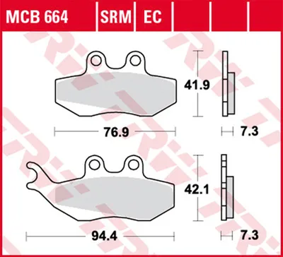 Produktbild von TRW Bremsbelagsatz EC MCB664EC MX50 Supermoto ST DNA50 C27 XSM50 68 Super Hexagon GTX125 M20