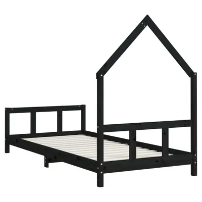 Immagine prodotto di vidaXL Letto per bambini nero 90x200 cm in legno di pino massiccio