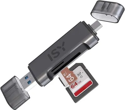 Obrázek produktu pro Čtečka paměťových karet ISY ICR-6000 s USB-C + USB-A 2v1, SD/microSD