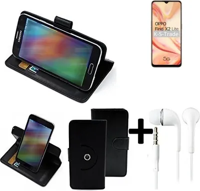 Produktbild von K-S-Trade Handy Hülle Schutz Hülle + Kopfhörer kompatibel mit Oppo Find X2 Lite Handyhülle Flipcase Smartphone Cover Handy Schutz Tasche