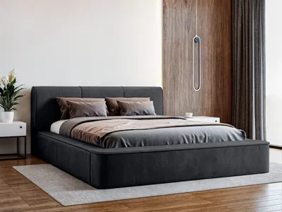 Produktbild von YOURHOUSE24 Polsterbett Tulla Doppelbett Bettgestell Lattenrost mit Bettkasten (Farbe: Finn 100, Größe: 160x200 cm)