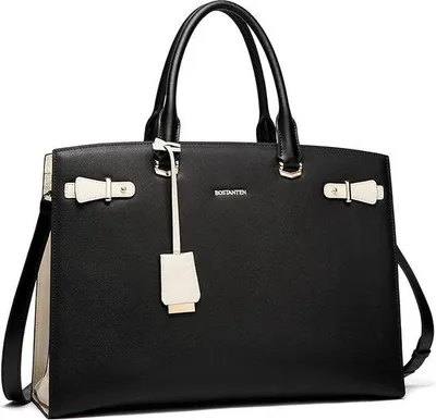 Produktbild von Famanu Aktentas für Damen, 14 Zoll Laptoptasche, Schultertasche, Schwarz