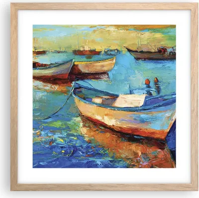 Produktbild von Gerahmtes Poster - Rahmen in heller Eiche - £ódŸ Hafen Bunt - 40x40 cm - Wand Bild - Wanddeko - Wandbilder - Kunstposter - Wandposter - Bilderrahmen - Bilder - Kunstdruck - Wandbild - P2NAC40x40-4160
