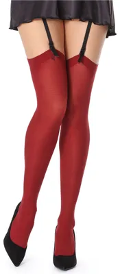 Produktbild von Bellivalini Damen Strapsstrümpfe Mikrofaser 40 DEN BLVFI1006 (Burgund, XS-S)