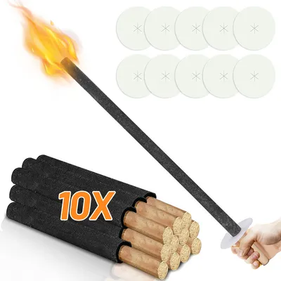 Image de Yakimz torches de cire naturelle - 10 pièces - temps de combustion env. 90-100 min - torche de cire avec patte, pour Noël, défilé de torches, feu de torche, fête de jardin, feu de camp, solstice d'été