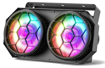 Zdjęcie produktu dla COB LED PAR i Audience Blinder – podwójna lampa sceniczna – 260 W – DMX512 – 90–240 V – wtyczka UE