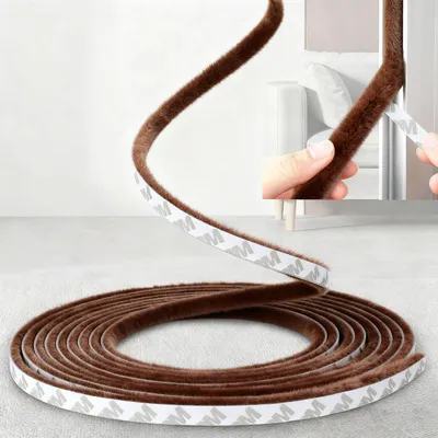 Productafbeelding van Borsteldichting - 9 x 9 mm - 5 meter rol - Zelfklevende tochtstrip - Tochtstopper voor deuren en ramen - Winddicht en geluidsisolerend - Bruin