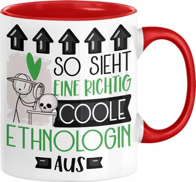 Produktbild von Ethnologin Geschenk Tasse Geschenkidee für Ethnologin Geburtstag Weihnachten Spruch So Sieht Eine Richtig Coole Ethnologin Aus Kaffee-Becher  (Rot)