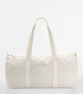 Produktbild von Westford Mill W258 | Striped Organic Baumwolle Barrel Bag Sporttasche - Farbe: Grey Stripe - Größe: 50 x 25 x 25 cm