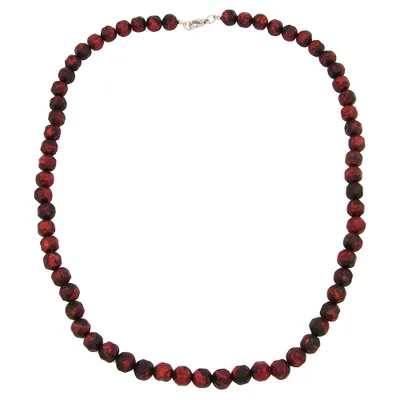 Produktbild von Kette 10mm Kunststoffperlen Barockperlen rot-schwarz-marmoriert 60cm rot - schwarz 10mm