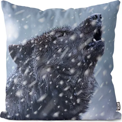 Produktbild von VOID Wolf Wildtier Jagd Raubtier Kissenbezug Kissenhülle Polyester wasserfest Outdoor Indoor