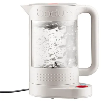Produktbild von Bodum 11659-01/913EURO Schnurloser Wasserkocher, Glasgehäuse, 1,1 l FÃ1/4llmenge, 1500 Watt, 360° Sockel, Trockengehschutz, Kalkfilter, Warmhaltefunktion, Abschaltautomatik