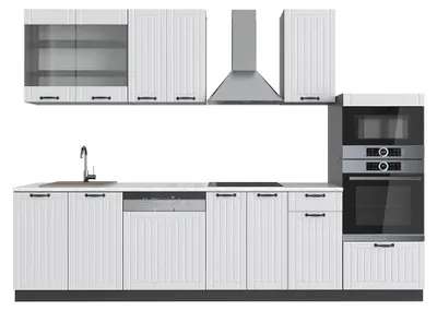 Produktbild von Küchenzeile Vicco Fame-Line Weiß Landhaus/Anthrazit 300 cm mit Hochschrank, ohne Arbeitsplatte, Model 36143