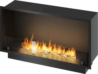 Produktbild von Sololed - Inside Black 1000 Einbau-Bioethanol-Kamin - Mattschwarz, mit Glas, 3-Liter-Brenner, modernes Design