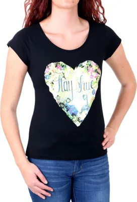 Produktbild von Madonna T-Shirt Damen LIANNE Rundhals Herz Motiv Druck Shirt MF-408054 Schwarz S