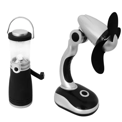 Produktbild von Set Dynamo Camping Lampe & mini Tischventilator Gartenleuchte Handventilator