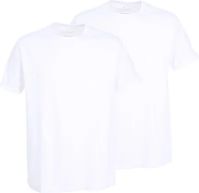 Produktbild von TOM TAILOR Herren T-Shirt, kurzarm, Baumwolle, Single Jersey, weiß, uni, 2er Pack Größe: M