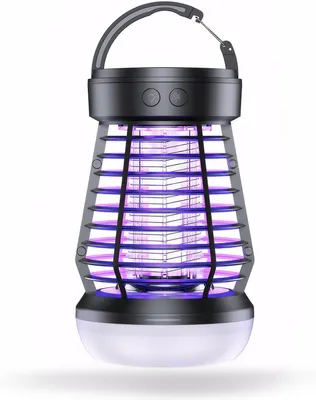 Obrázok produktu pre Elektrický lapač komárov – UV lampa na hmyz – boj proti škodcom – 2 v 1: LED svetlo – výška 17 cm – čierna farba
