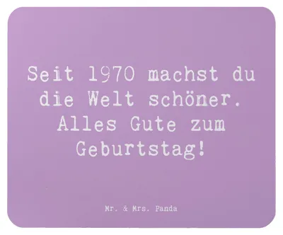 Produktbild von Mr. & Mrs. Panda Mousepad Spruch 1970 Geburtstag - Lavendeltraum - Geschenk, Alter, 50., gummi mauspad, Happy Birthday, liebevolle Botschaft, pc, Glückwunsch, Mouse Pad