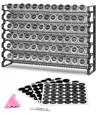 Produktbild von VEVOR Abnehmbarer Gewürzregal-Organizer für Schränke, 4-fach stapelbarer Gewürz-Organizer, Gewürzgläser Küchenspeicher für Arbeitsplatte Küchenschrank, 15,8x10,7 Zoll, Schwarz-6 Ebenen