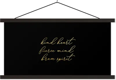 Produktbild von MuchoWow® Textilposter Zitate - Sprichwörter - Gold - Schwarz 90x45 cm mit schwarzem Rahmen - Klemmleisten