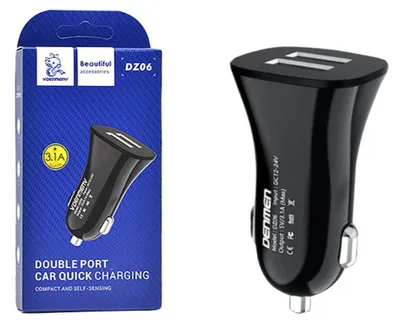 Obrázek produktu pro Nabíječka do auta Denmen DZ06, 2x USB, 3,1A, 15W, rychlé nabíjení QC3.0, černá