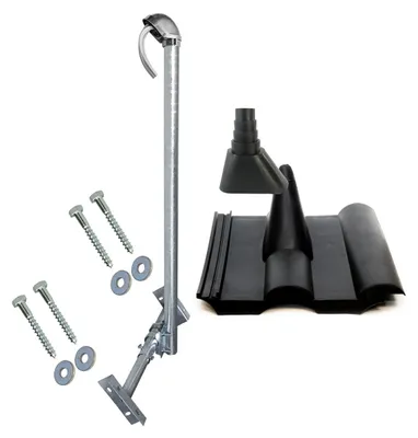 Produktbild von PremiumX BASIC X120-48F Dachsparrenhalter 120cm Mast Kappe Frankfurter Set schwarz