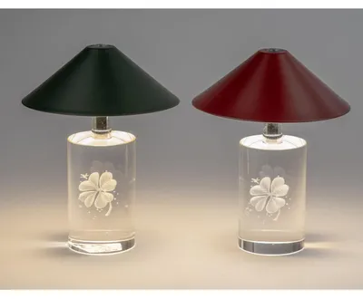Produktbild von 2er Set akkubetriebene LED Stimmungslampen KRISTALL Kleeblatt H. 14cm Formano