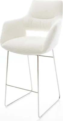 Produktbild von DELIFE Barstuhl Yago-Flex Bouclé Soft Beige Kufengestell Edelstahl Silberfarben Taschenfederkern